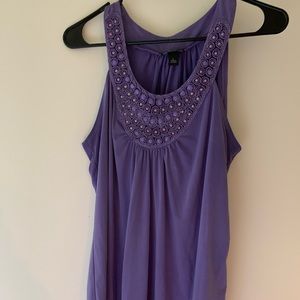 Purple Sleeveless Blouse with beaded collar